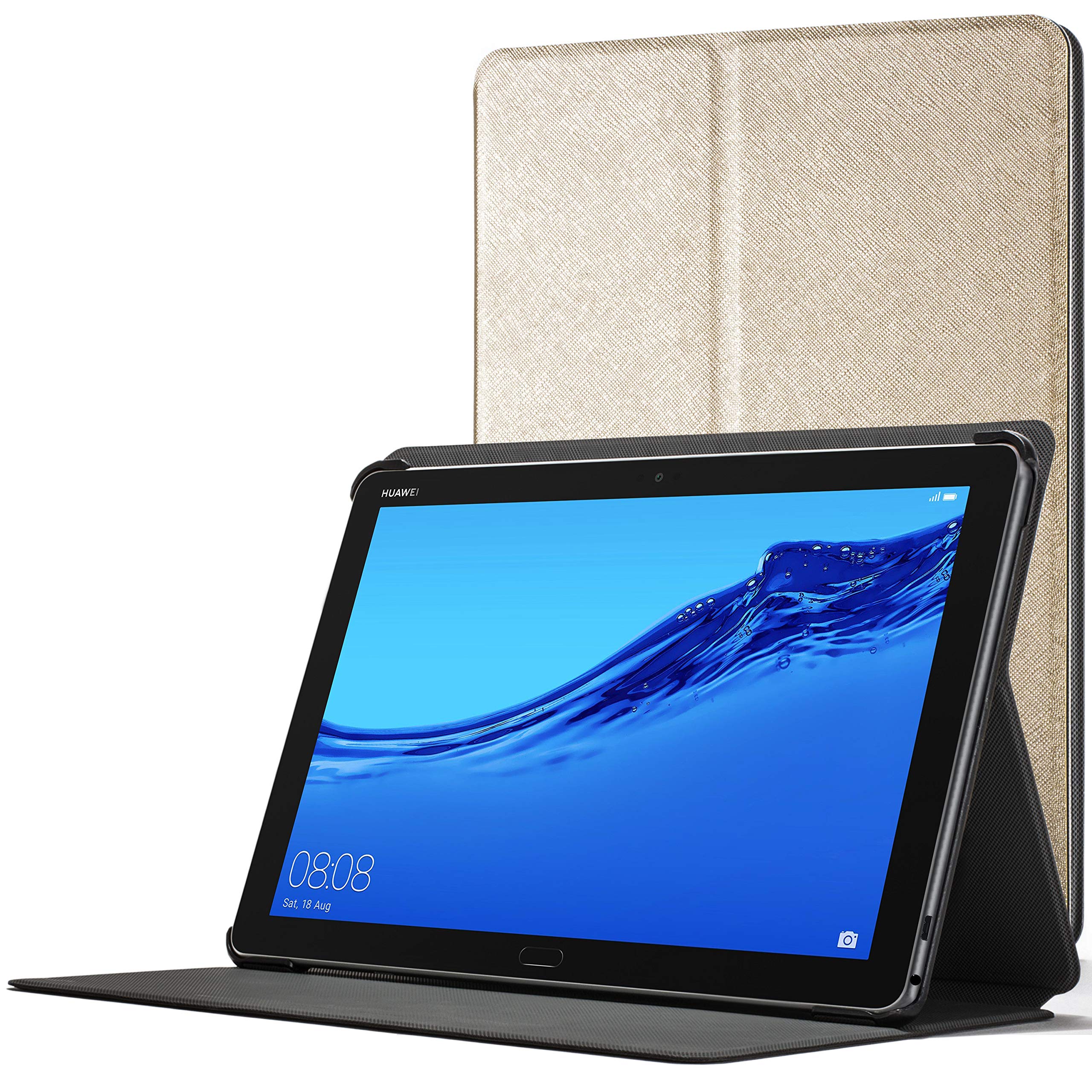 FOREFRONT CASES Smart Case for Huawei Mediapad M5 Lite 10 - Magnetic Protective Case Cover and Stand for Mediapad M5 Lite 10 Inch 2018 - Slim & Light, Smart Auto Sleep Wake Function - Gold