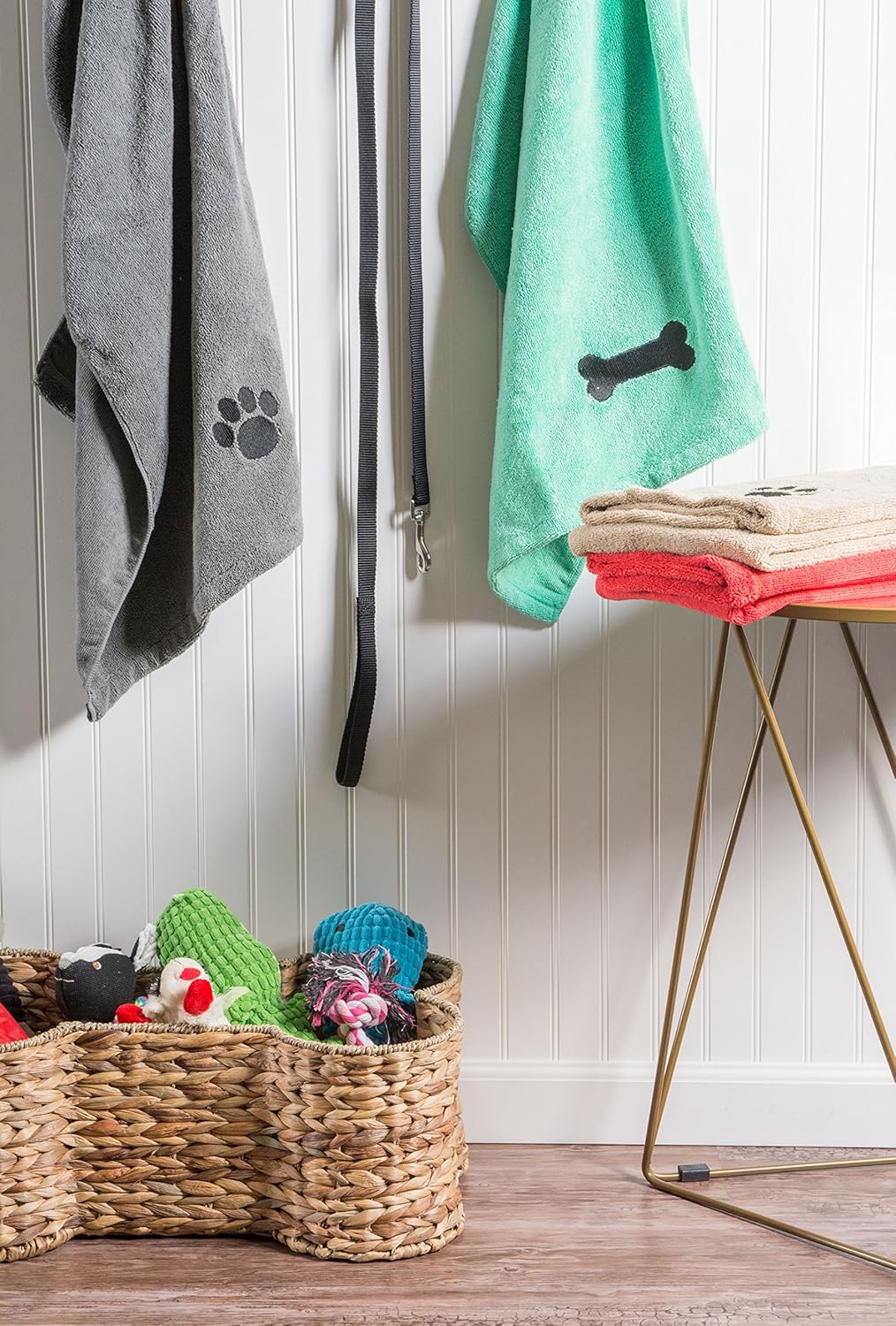 Bone Dry Embroidered Pet Towel, 44 x 27.5", Gray : Pet Supplies