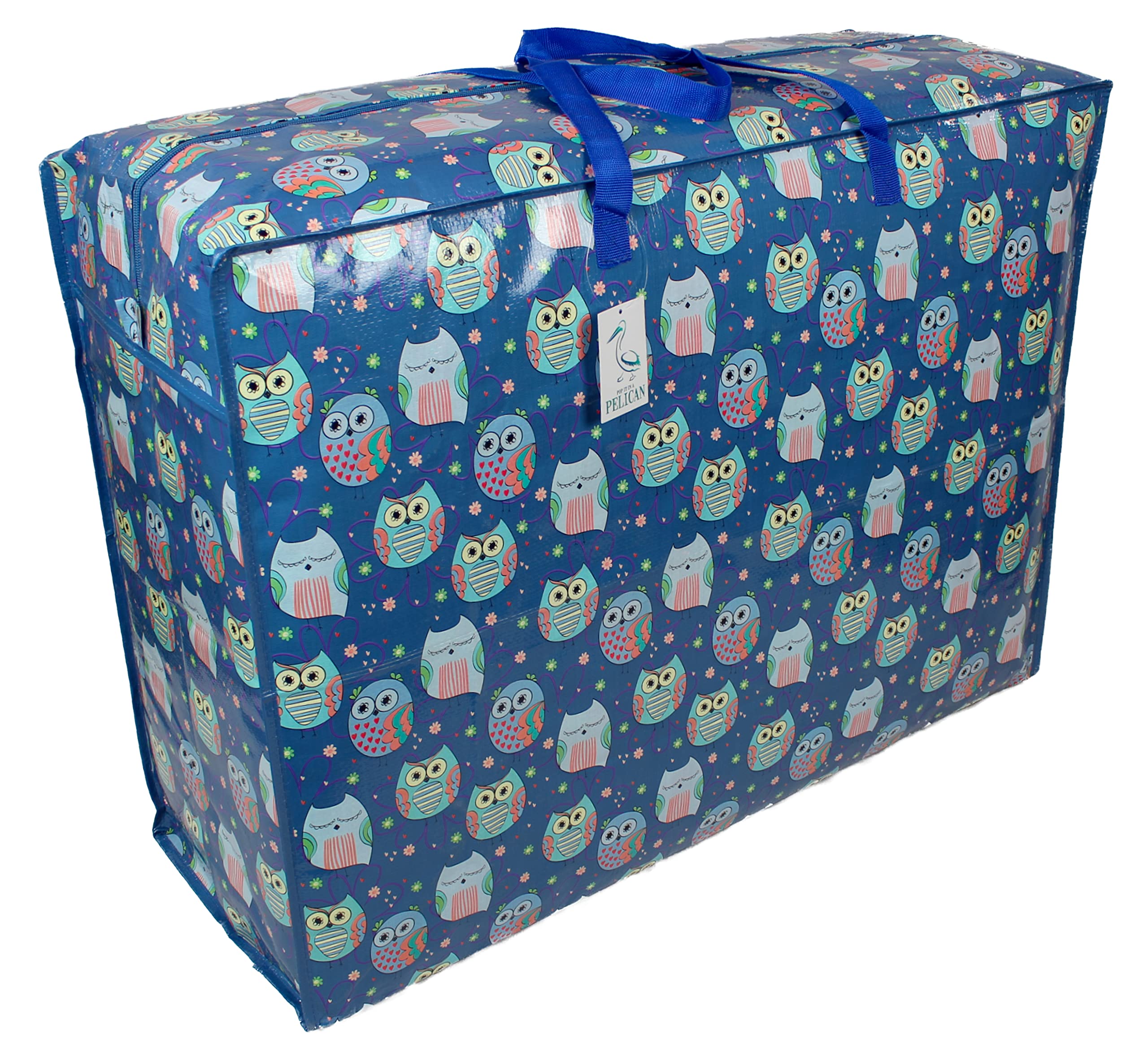 Storage Bags Water & Dust Resistant. Double zipped storage bags for toys, laundry, bedding. Underbed Wardrobe Space Saver Sleepy Owls print (115 ltr 1x Pack)