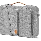 MOSISO 360 Protective Laptop Shoulder Bag, 15-15.6 inch Computer Bag Compatible with MacBook Pro 16, HP, Dell, Lenovo, Asus Notebook, Side Open Briefcase with 2 Accessory Pockets & Handle & Belt, Gray