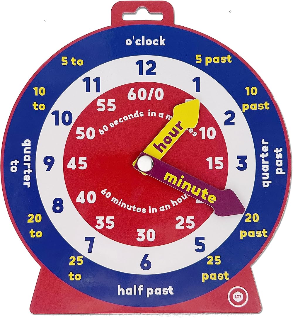 Temple Lodge Early Learning Teaching Clock with Moveable Hands 20cm Magnetic