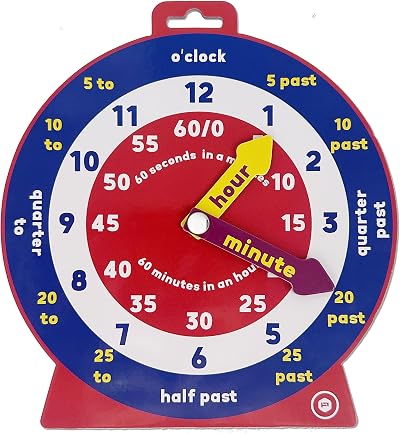 Temple Lodge Early Learning Teaching Clock with Moveable Hands 20cm Magnetic
