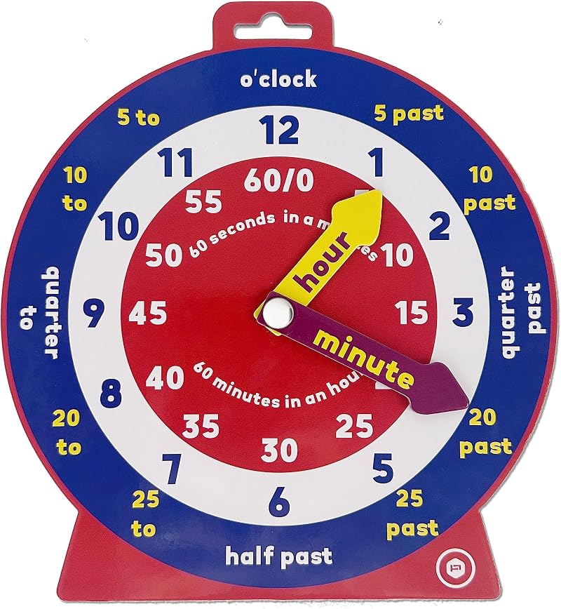 Temple Lodge Early Learning Teaching Clock with Moveable Hands 20cm Magnetic
