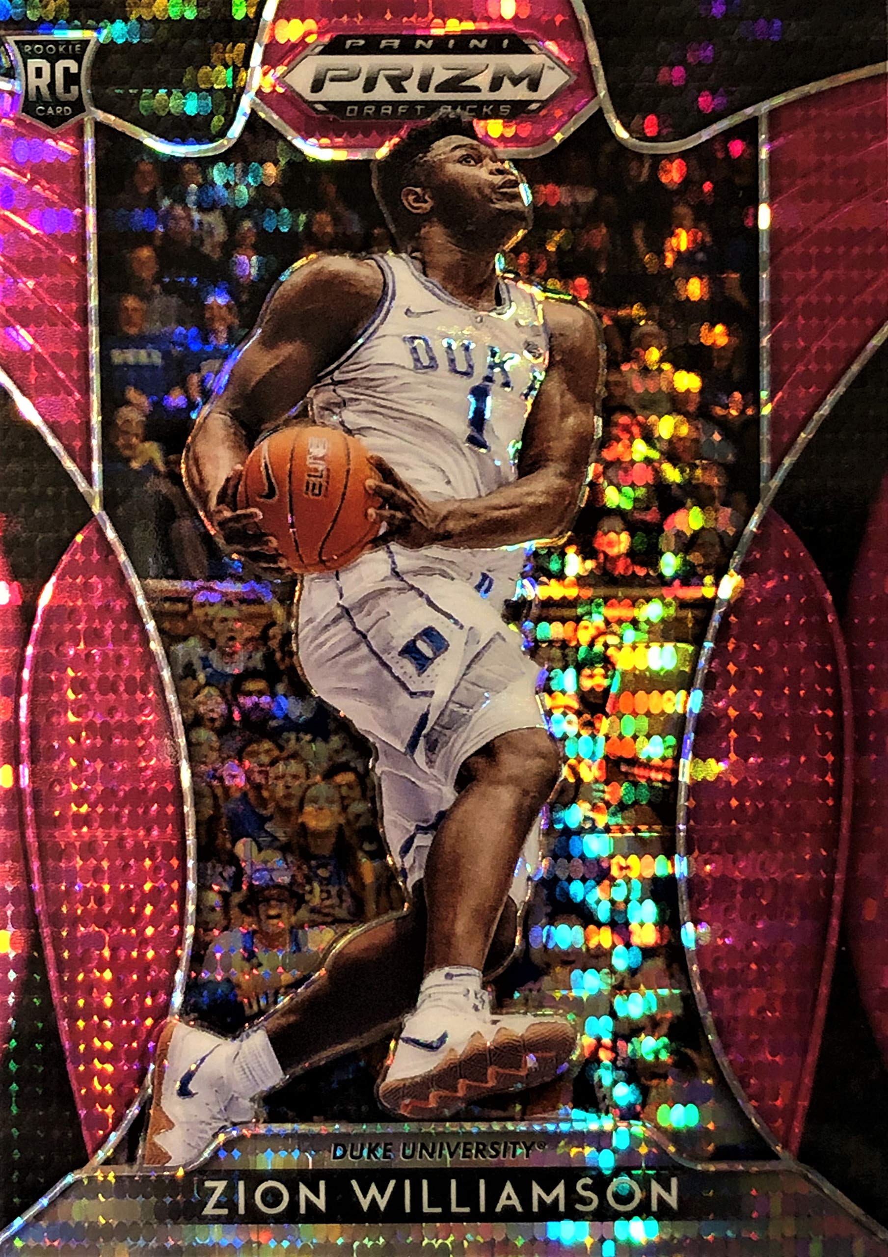 2019 ZION WILLIAMSON Panini Prizm Draft Picks Basketball Rookie Card RARE PINK PRIZM REFRACTOR (WHITE JERSEY) - Plus Bonus Zion Custom Rookie Card!