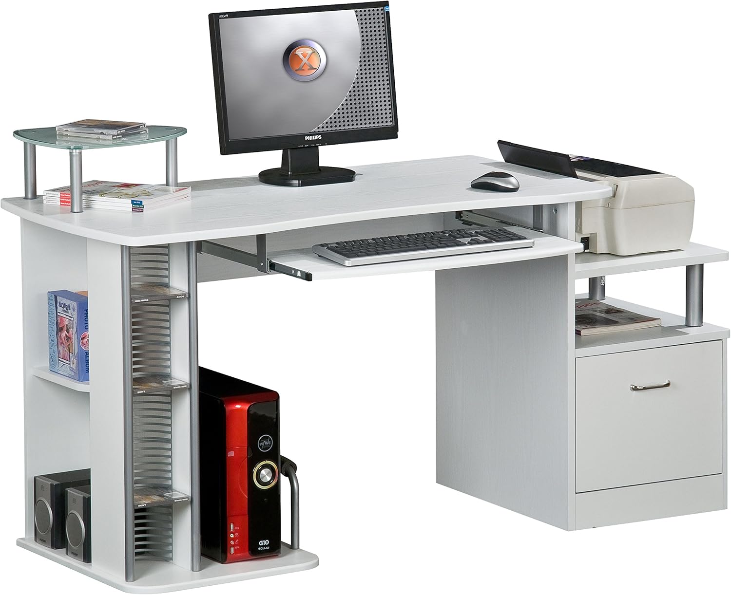 Large Computer Desk with A4 Suspension File Drawer Piranha PC14s