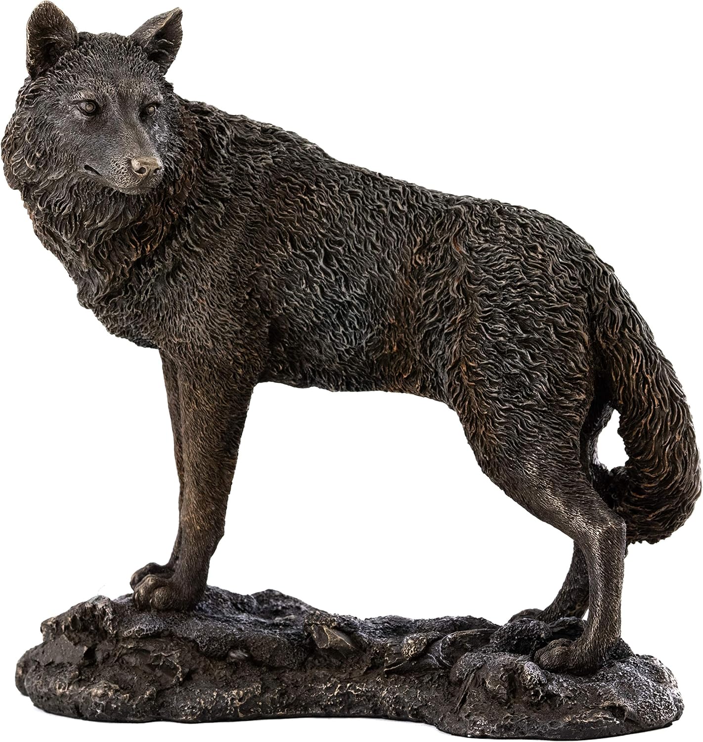 Top Collection Adult Lone Black Wolf Statue Hand Painted