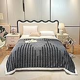 LEVINIS Boho Sherpa Throw Blanket 60'' × 80'', Sherpa Fleece Blankets for All Season, Southwestern Aztec Native American Cozy Blankets for Bed/Couch/Sofa/Office/Camping, Dark Grey