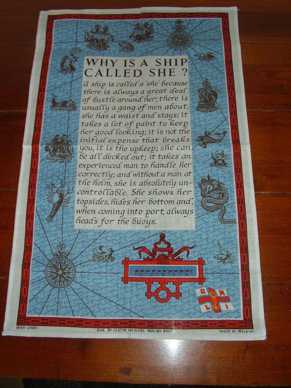 Towels Collectibles Tea Towel Why is a Ship Called She Ulster Made in Ireland Pure Linen Kitchen