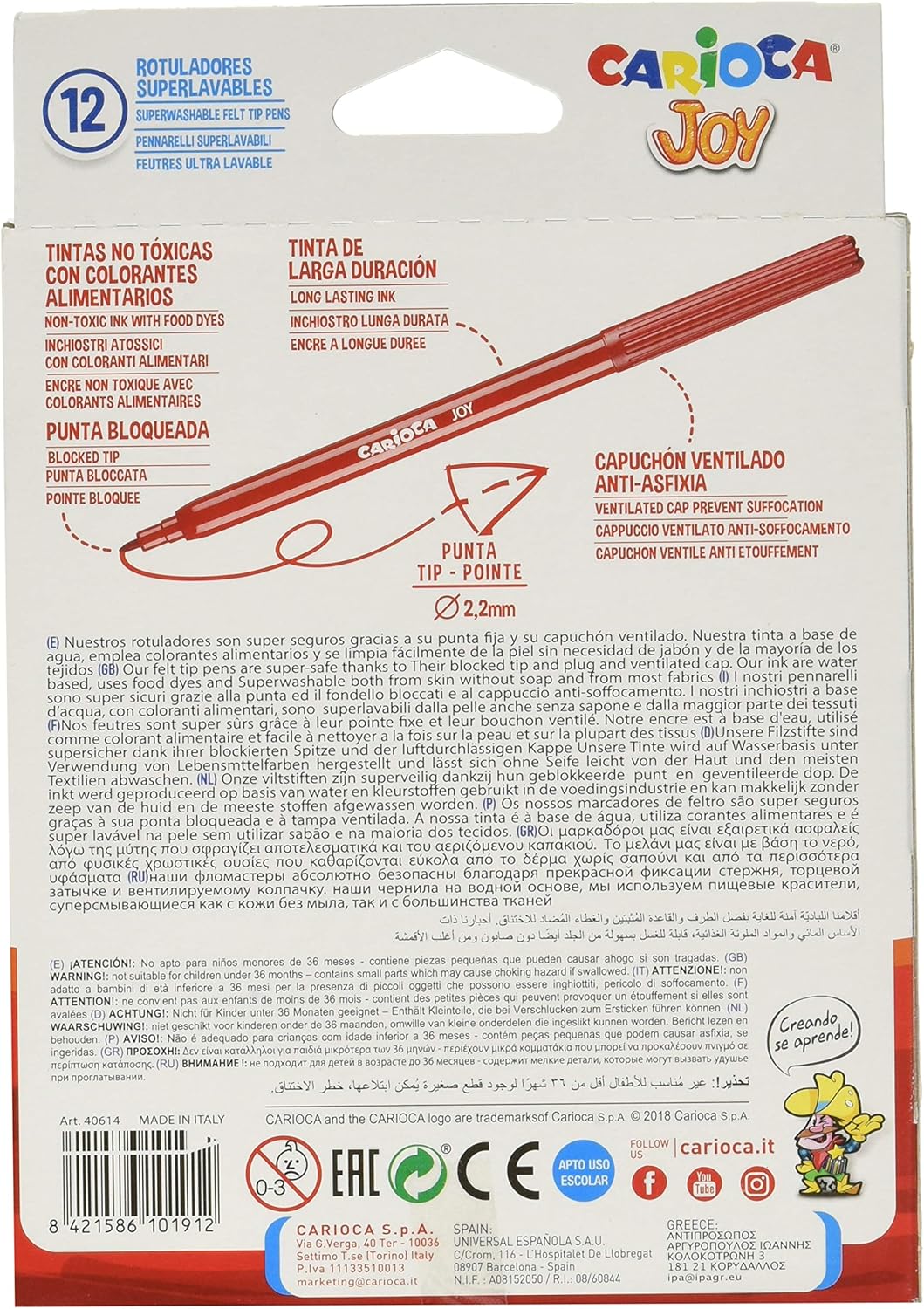 Carioca A11100012 - Pack de 12 rotuladores: Amazon.es: Oficina y papelería