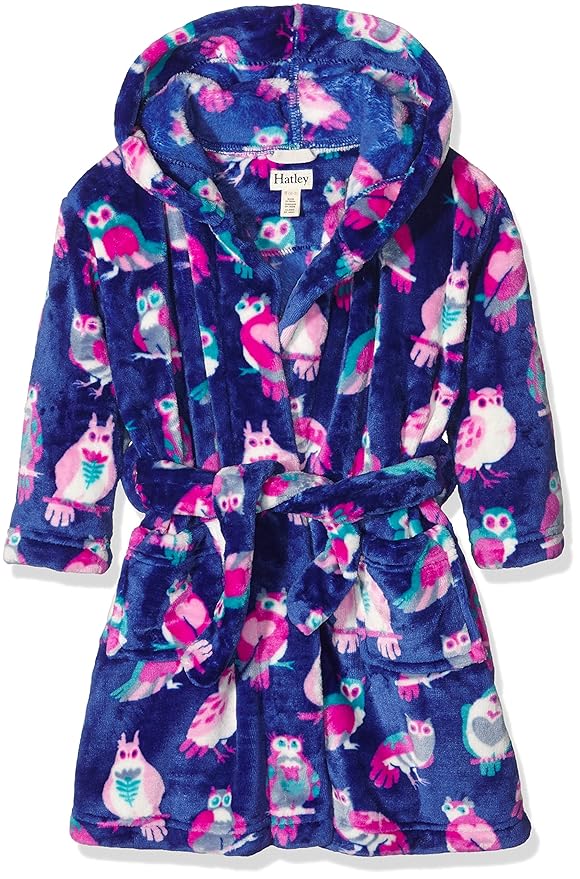 Hatley Big Girls' Happy Owls Fleece Robe, Purple, XL Amazon.in