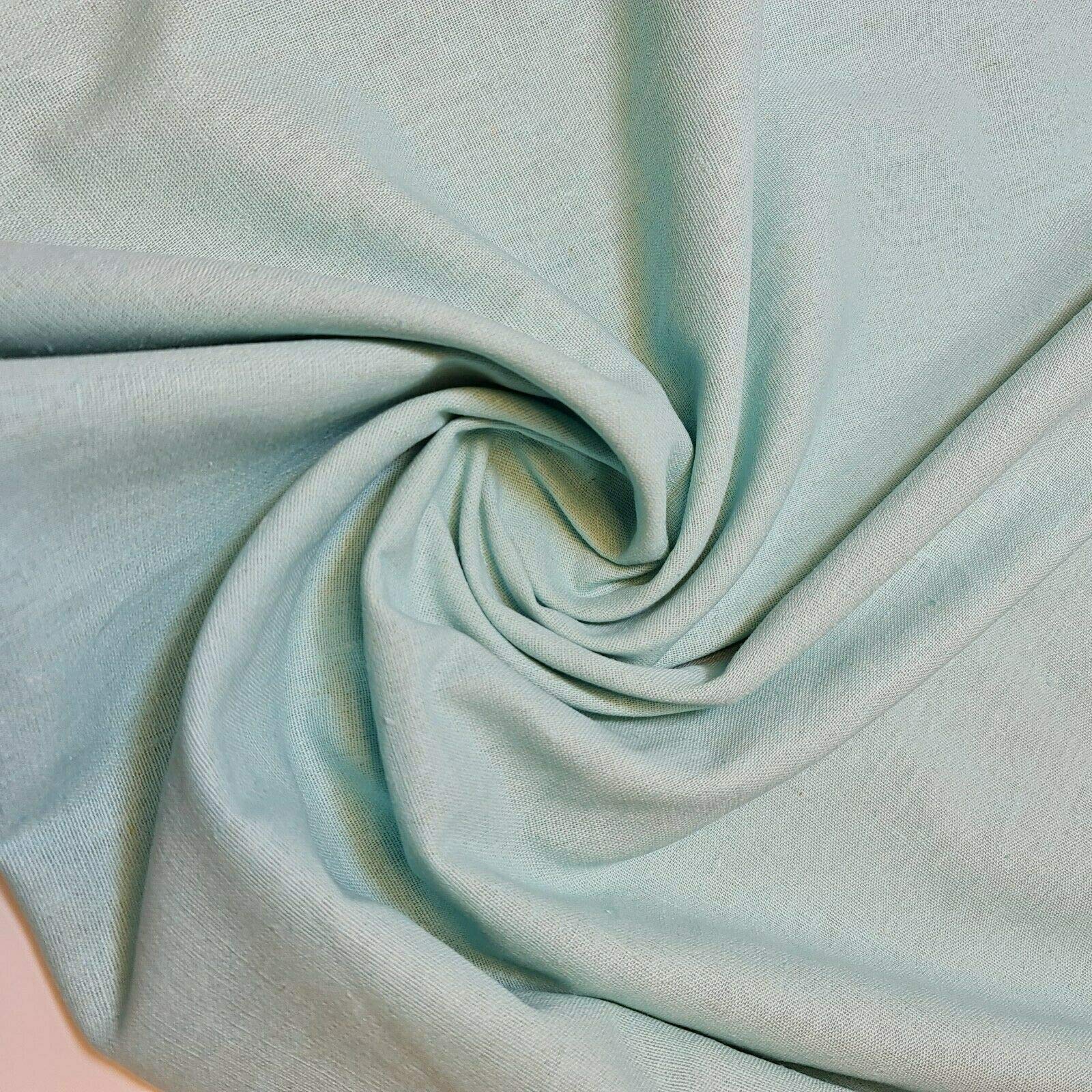 100% Cotton Rich Linen Poplin Dress Craft Fabric Material 58" - 150 cm Wide Sold As 1 Meter Pre - Cut Lengths (Mint)