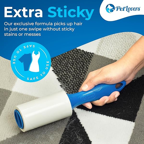 PETLOVERS EXTRA STICKY LINT ROLLER ULTIMATE VALUE SET 800 SHEETS FOR PET HAIR REMOVAL, DOG AND CAT LINT REMOVER 8 PACK