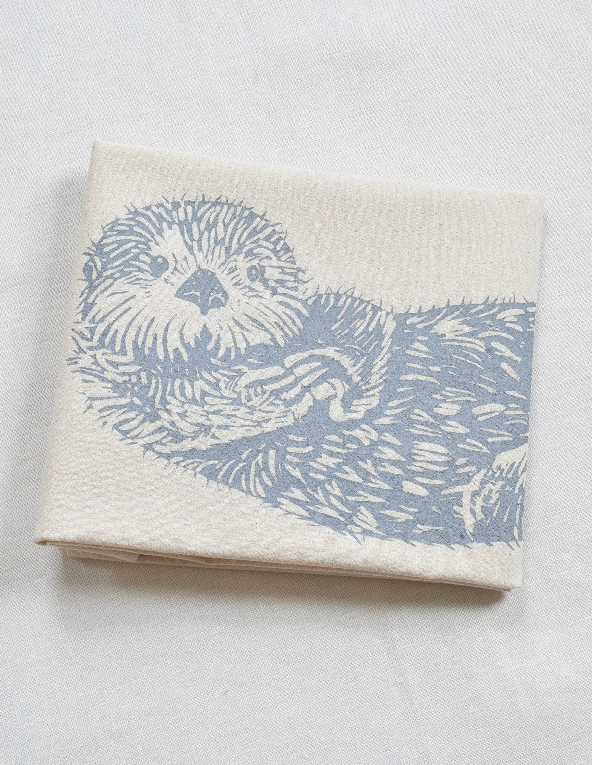 Otter Tea Towel - Organic Cotton - Grey - Flour Sack