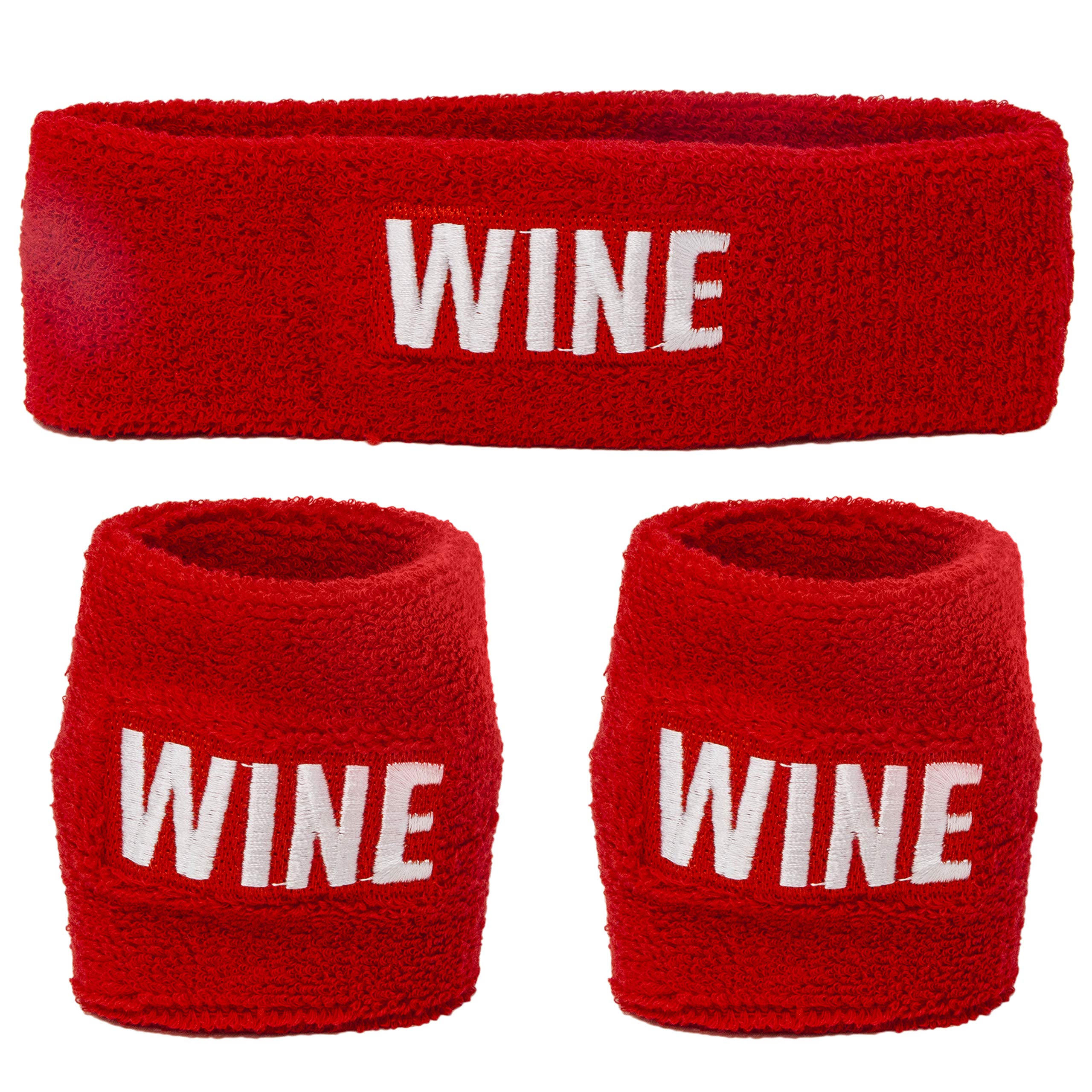 Funny Guy Mugs Wine Unisex Sweatband Set (3-Pack: 1 Headband + 2 Wristbands)