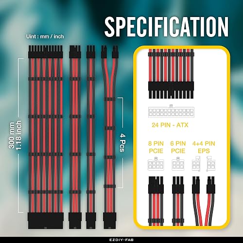 EZDIY-FAB Câble d'extension PSU gainé Custom Mod Câble d'alimentation PC, tressé en Nylon Souple avec k de Peigne 24PIN/8PIN à 6 2PIN/ 8PIN à 4 4PIN -30CM 300MM - Edion Tout Blanc () - PCPartPicker EZDIY-FAB Câble d'extension PSU gainé Custom Mod Câble d'alimentation PC, tressé en Nylon Souple avec k de Peigne 24PIN/8PIN à 6 2PIN/ 8PIN à 4 4PIN -30CM 300MM - Edion Tout Blanc () - PCPartPicker