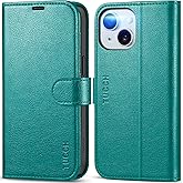 TUCCH Case Wallet for iPhone 15, [RFID Blocking] PU Leather Stand Folio Cover with 4 Card Slots [TPU Protective Interior Shell], Magnetic Flip Case Compatible with iPhone 15 5G 6.1-inch 2023, Cyan