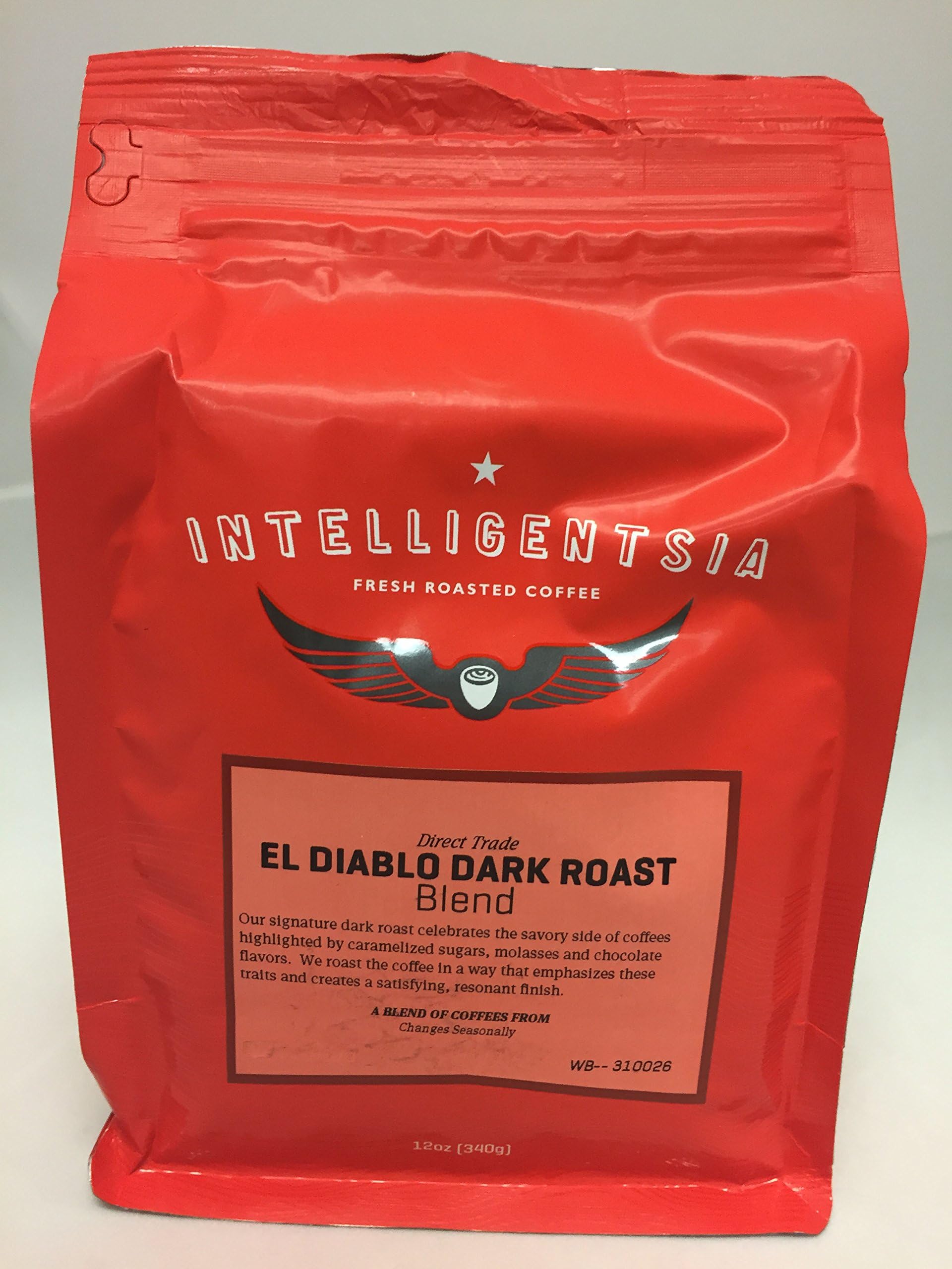 Intelligentsia, El Diablo, Dark Roast, Whole Bean Coffee, 12oz Case (6 Packs of 12oz)