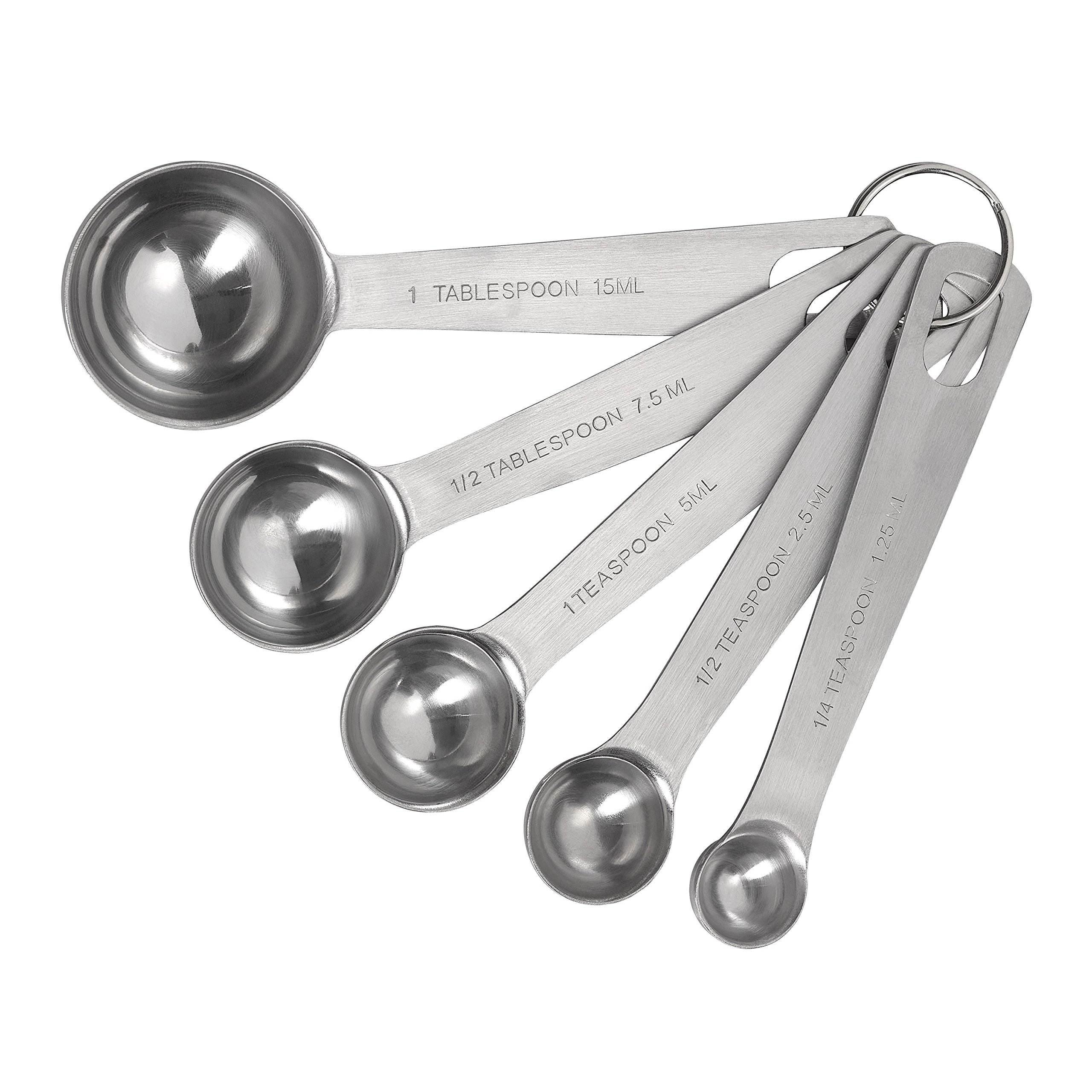 Tala Stainless Steel Measuring Spoons, 5 Piece Set for Measuring Dry and Liquids with Clear and Easy to Read makring on Each Spoon to Know The measurment