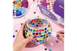 Joyclub DIY Mosaic Candle Holder Kit Mosaic Kits for Adults and Kids Stained Glass Tealight Candle Holder for Home Lighting Decor Girls Birthday Craft Gifts