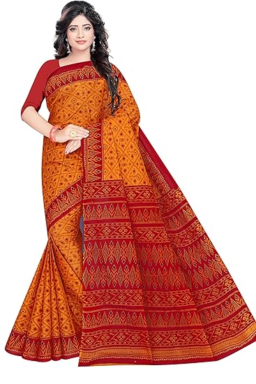 Womens Pure Cotton Saree Without Blouse Piece (110, Mustard)
