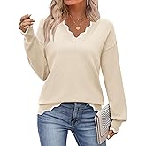 Zeagoo Women's 2026 Fall V Neck Sweater Casual Long Sleeve Lightweight Ribbed Knit Pullover Sweaters Dressy Casual Tops