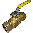 1 Piece XFITTING 3/4" Compression Ball Valve, Full Port, Brass, 600 WOG (Water, Oil, Gas), 1 Pack