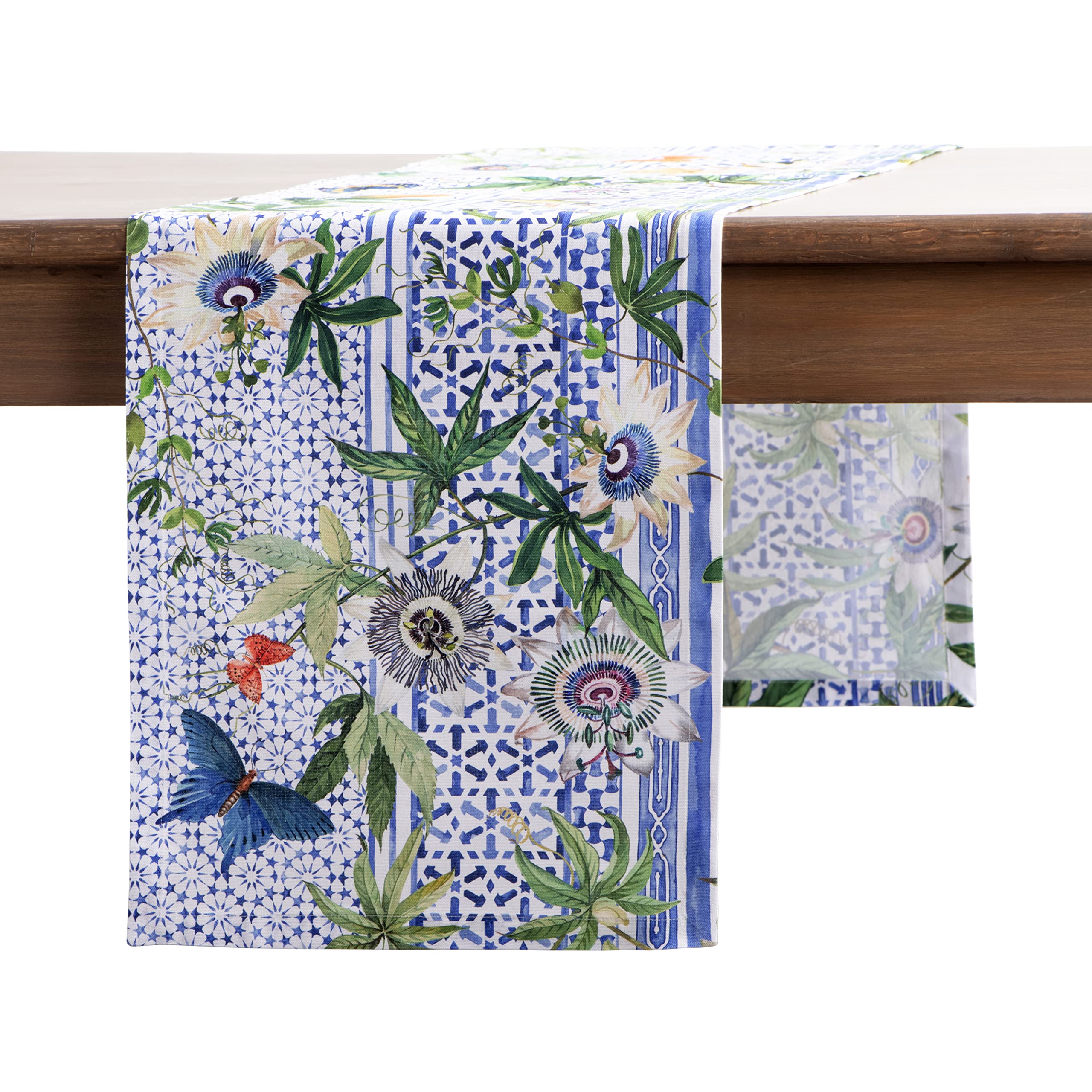 Maison d' Hermine Table runner 100% Cotton Single Layer Table Runners 230 CM long for Home Kitchen Dining Party Wedding Bridal Shower Gifts for Mothers Day (Passiflora, 37 cm x 230 cm) — image 1