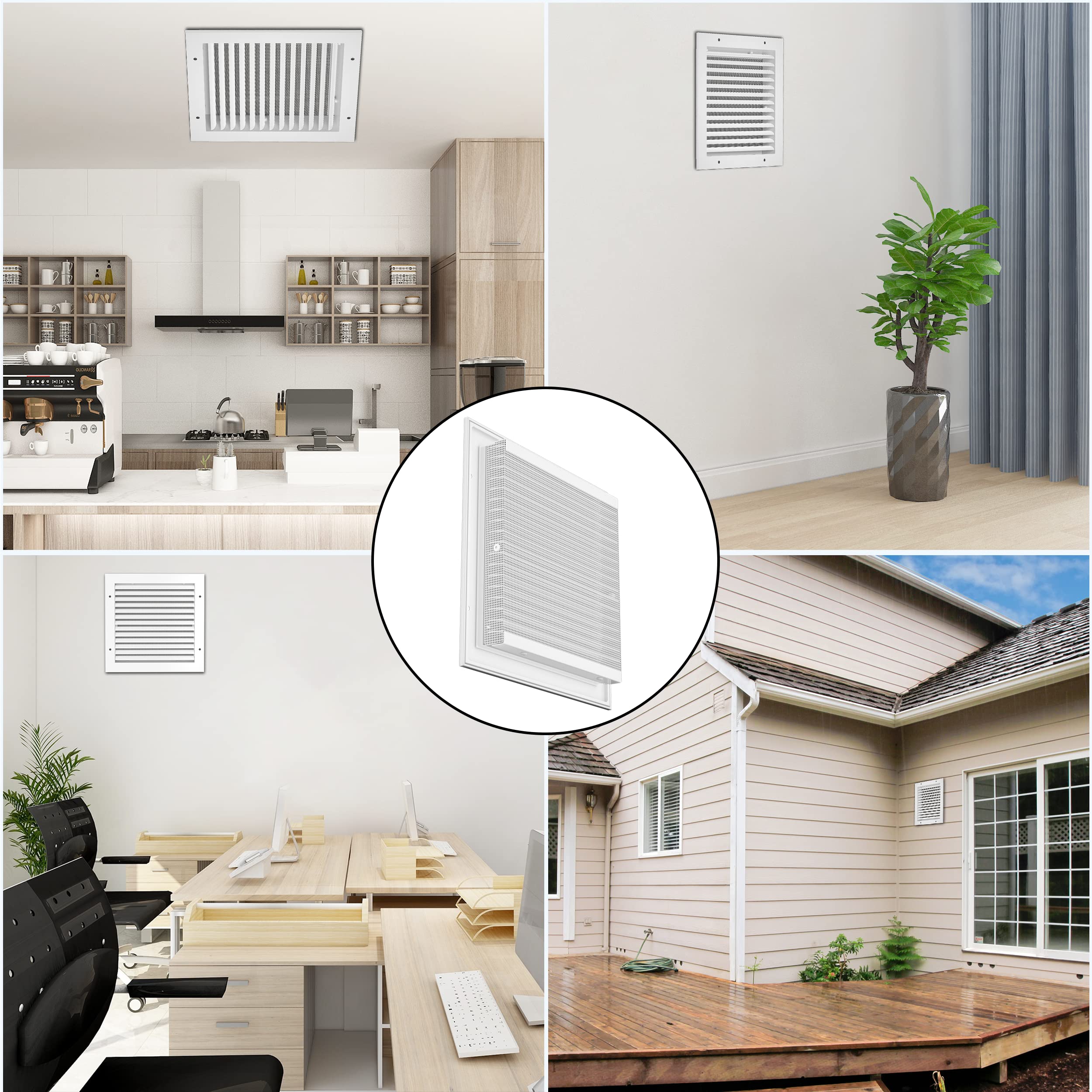 12"x 12"h Gable Vents, Hon&Guan Aluminum Alloy Wall Vents Attic Vents For Houses Door Vents For