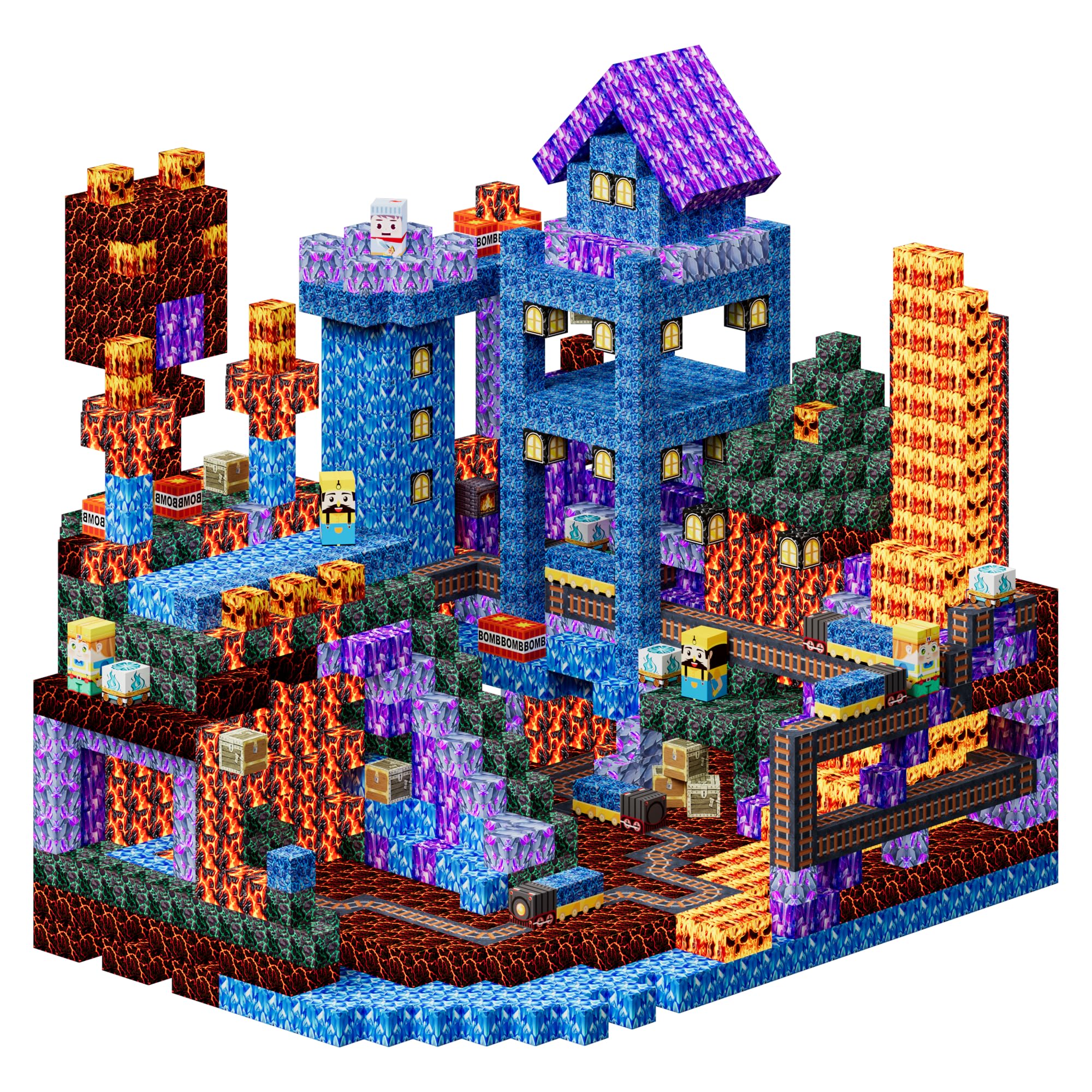 Coolzon 100PCS Magnetic Blocks-Magnetic Building Blocks for Kids Tiles Stacking Cubes Game,Mine Magnet Cubes Set Boys Girls Ages 3 4 5 6 7 8 9, Magma Style — image 1