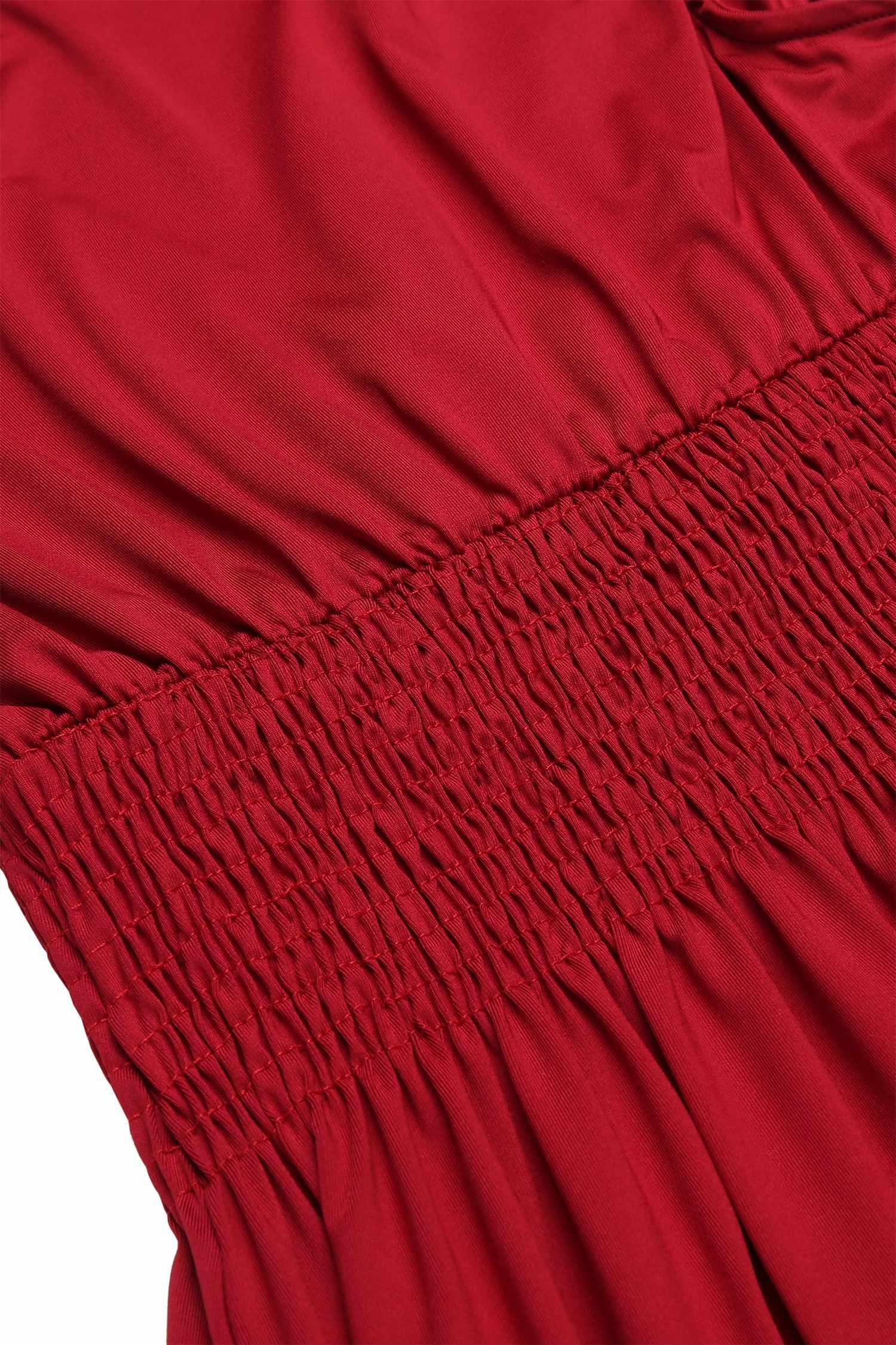 Zeagoo Women\'s Sleevesless Fit and flare Smocked Waist Cocktail Summer Dress