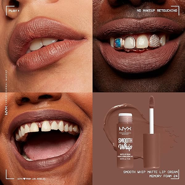 NYX PROFESSIONAL MAKEUP SMOOTH WHIP MATTE LIP CREAM, LONG LASTING, MOISTURIZING, VEGAN LIQUID LIPSTICK – MEMORY FOAM (COOL CARAMEL)