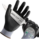 Schwer A9 Cut Resistant Work Gloves, 3/4 Double-Dipped Coating, PM3202, L | Level 5 Abrasion, Level 4 Puncture Resistant, 3/4 Water &amp; Oil Proof, Strong Grip, 18 Gauge, Touchscreen, Durable, Heavy Duty