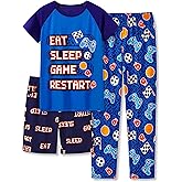 Beezizac Pajamas For Little Big Boys Cozy 3-Piece Soft Short Sleeves Shorts Set & Pants Cool PJ Kid Size 6-18