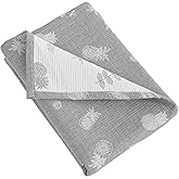 NTBAY 3 Layer Oversized Muslin Cotton Toddler Blanket, 45x60 Inches Jacquard Reversible Nursery Bed Blanket, Super Soft and Thermal Crib Blanket for All Seasons, Baby Gift, 45"x60", Grey Pineapple