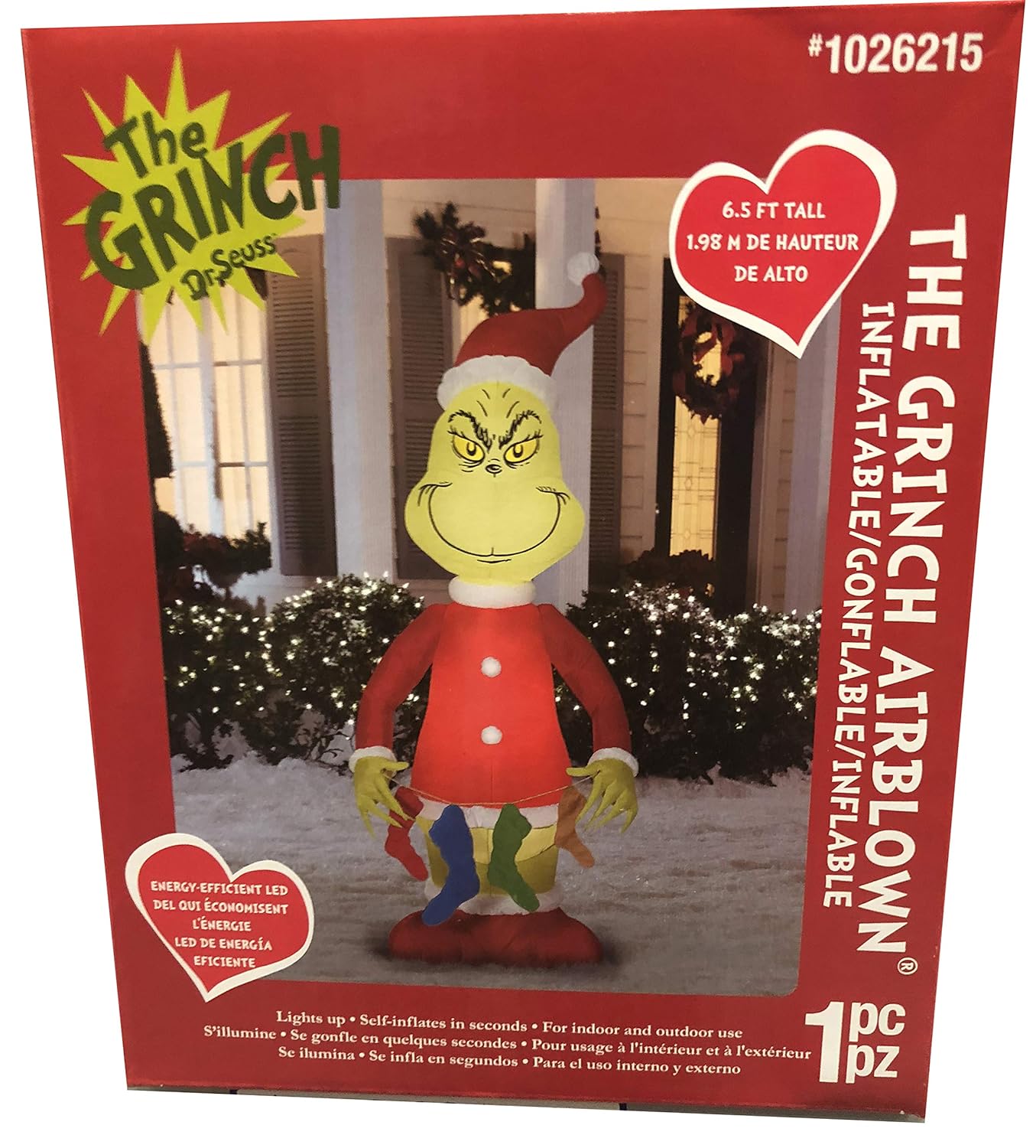 Gemmy 6 5 Ft Grinch With Stockings Airblown Lighted Christmas Yard