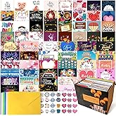 YedsIntu 64 Pack All Occasion Cards Assortment Box with Envelopes & Stickers, 4×6 Inch Assorted Blank Greeting Cards for Birthday, Holiday, Love, Anniversary, Thinking of You, Thank You Cards
