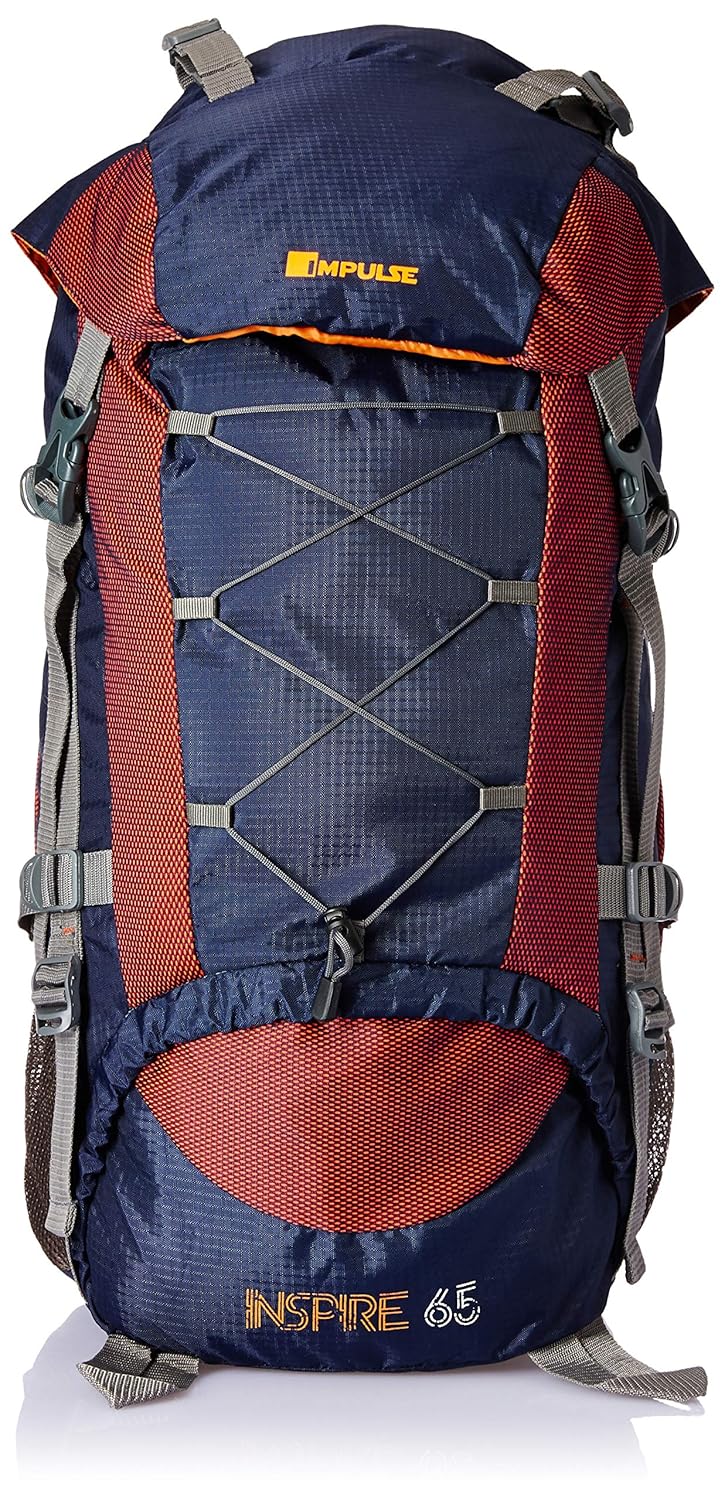 impulse 65 ltrs blue trekking backpack