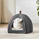 Bedsure Cat Cave Bed Igloo with Removable Washable Cushion 40x40x40cm Dark Grey view 6