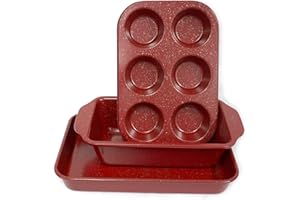 casaWare Toaster Oven 3-Piece Set (Red Granite)