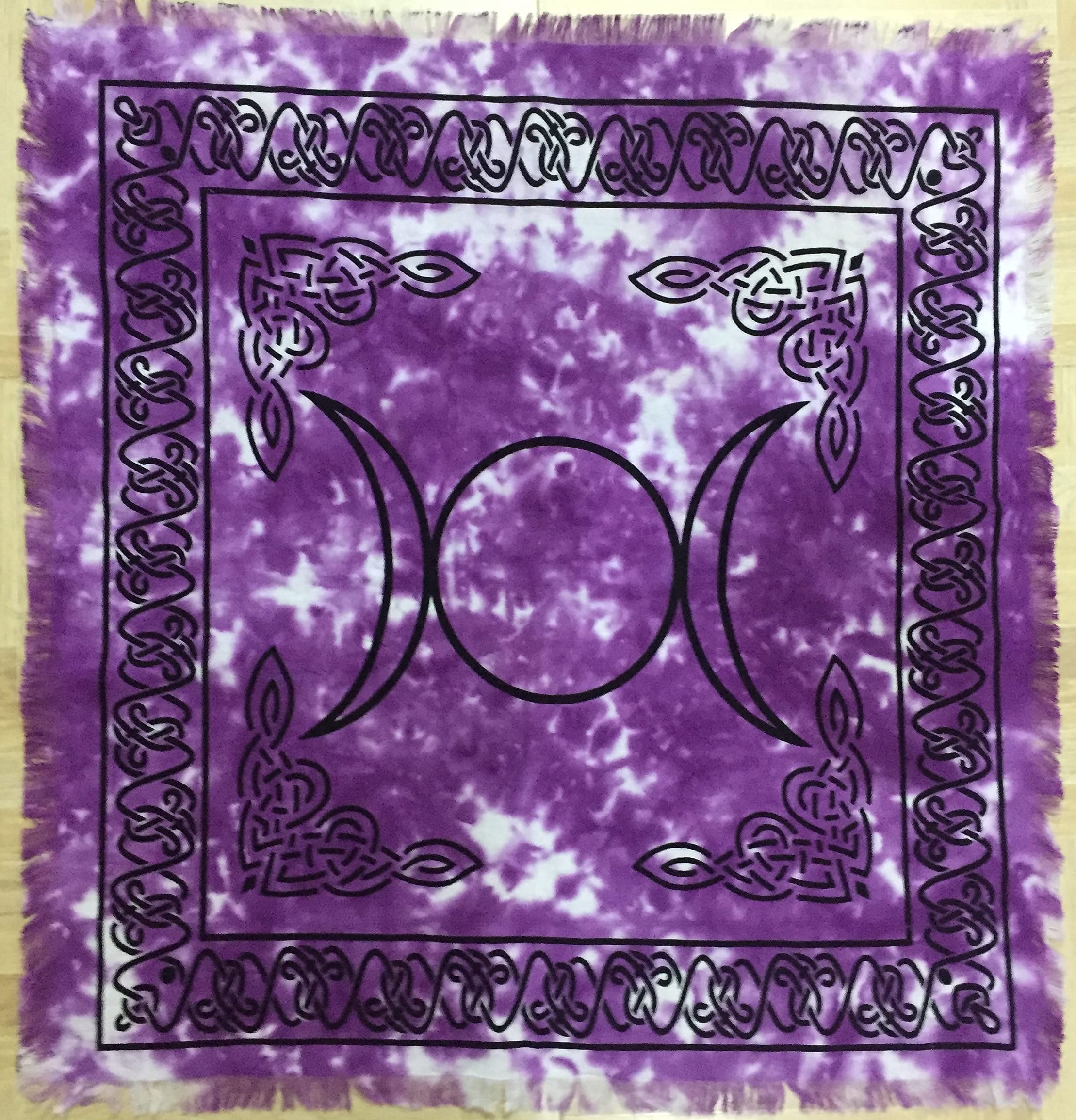 Indian Consigners Altar Cloth Purple Triple Moon Square 18