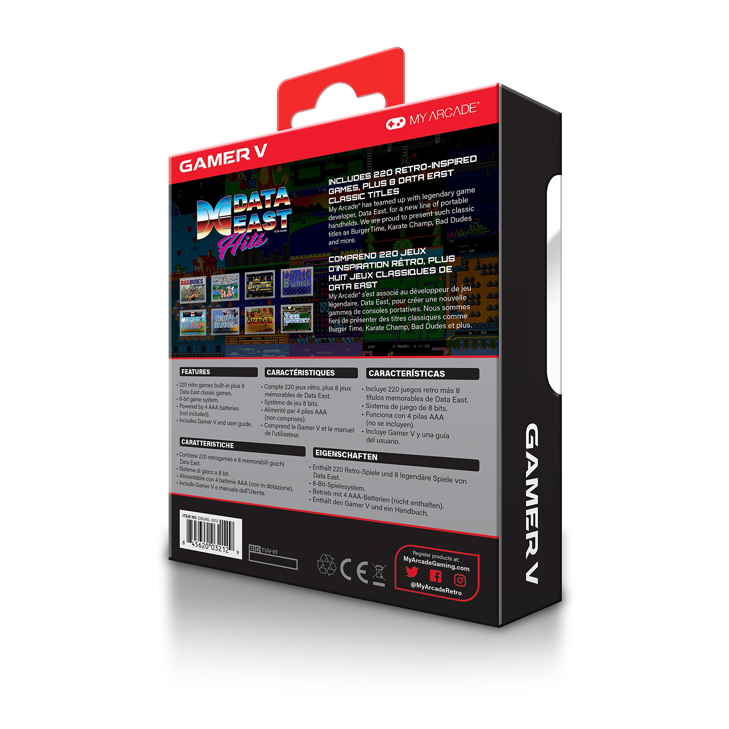 My Arcade Gamer V - Handheld Gaming System - 220 Retro Style Games Plus 8 Data East Classics