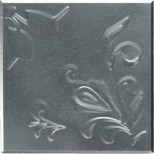 Deko Klebefolie Selbstklebend Silber Gepragt Blech Fliesen 15 24 X 15 24 Cm Cm 16 Stuck Amazon De Kuche Haushalt