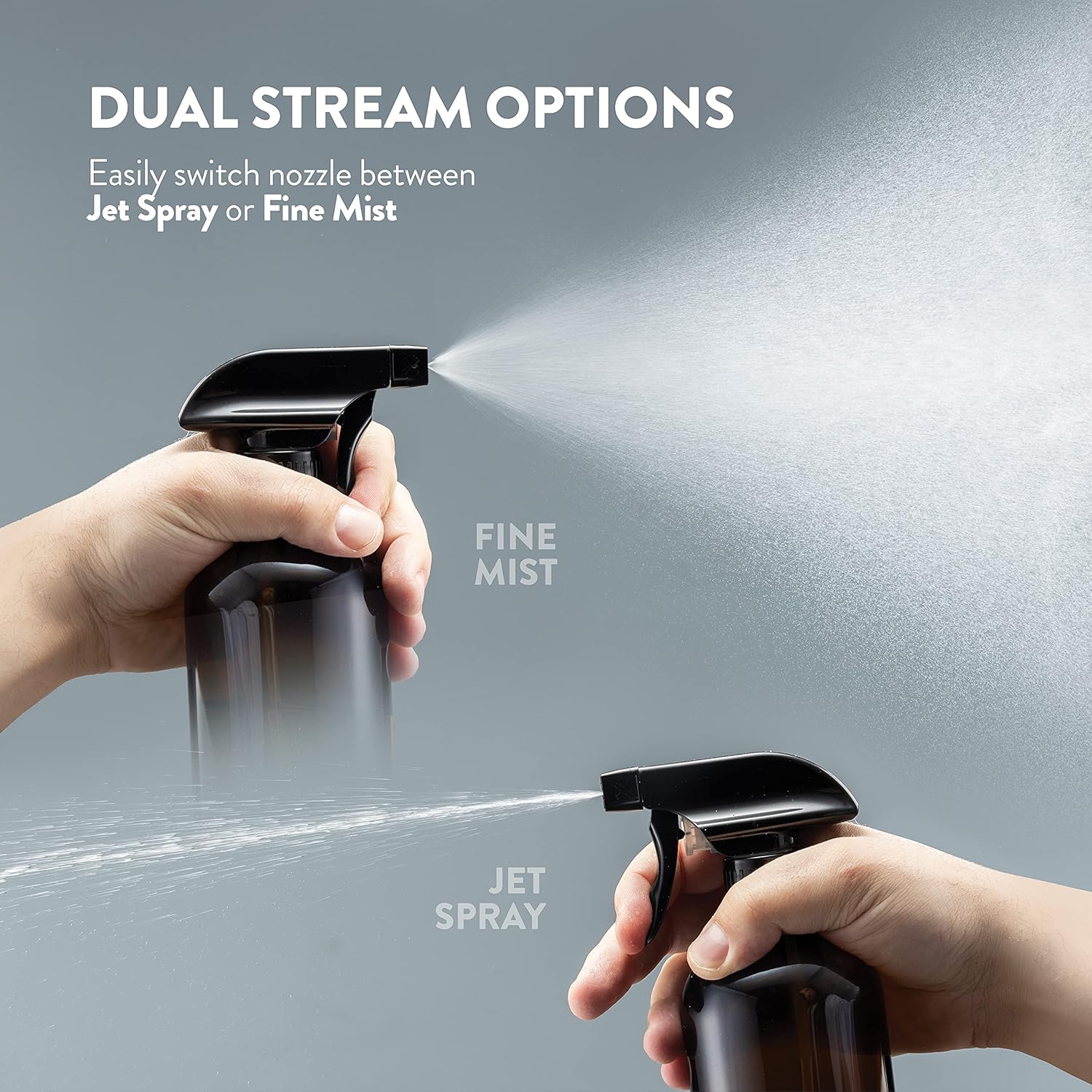 Amber Glass Spray Bottles - 16-Ounce (2-Pack) Refillable Glass Sprayer Container with Durable Leakproof Trigger Sprayer with Mist/Stream/Lock for Cleaning Products, Essential Oils, Aromatherapy, Water : Beauty