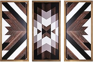 flangairy Aztec Wall Decor 3pcs, Wooed Western Wall Art, Native American Tribal Southwestern Boho Living Room Bedroom Kitchen Bathroom Southwest Farmhouse Modern Rustic Home Decorations