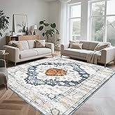 6x9 Large Washable Area Rug for Livingroom - Non-Slip Durable Carpet in Vintage Retro Design Rugs for Bedroom & Dining Room, 