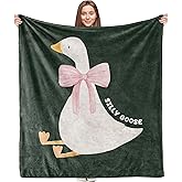 VRW Silly Goose Decor Blanket, Big Pink Bow Blankets, Cute Goose Theme Blanket Throws for Girls Kids Bedroom Couch, Coquette Gifts for Trendy Girls Women,Goose Gifts for Women 50x60 Inches