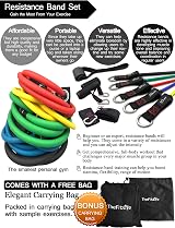 TheFitLife Resistance Bands Set with Handles Door Anchor Ankle Straps Carry Bag view 6