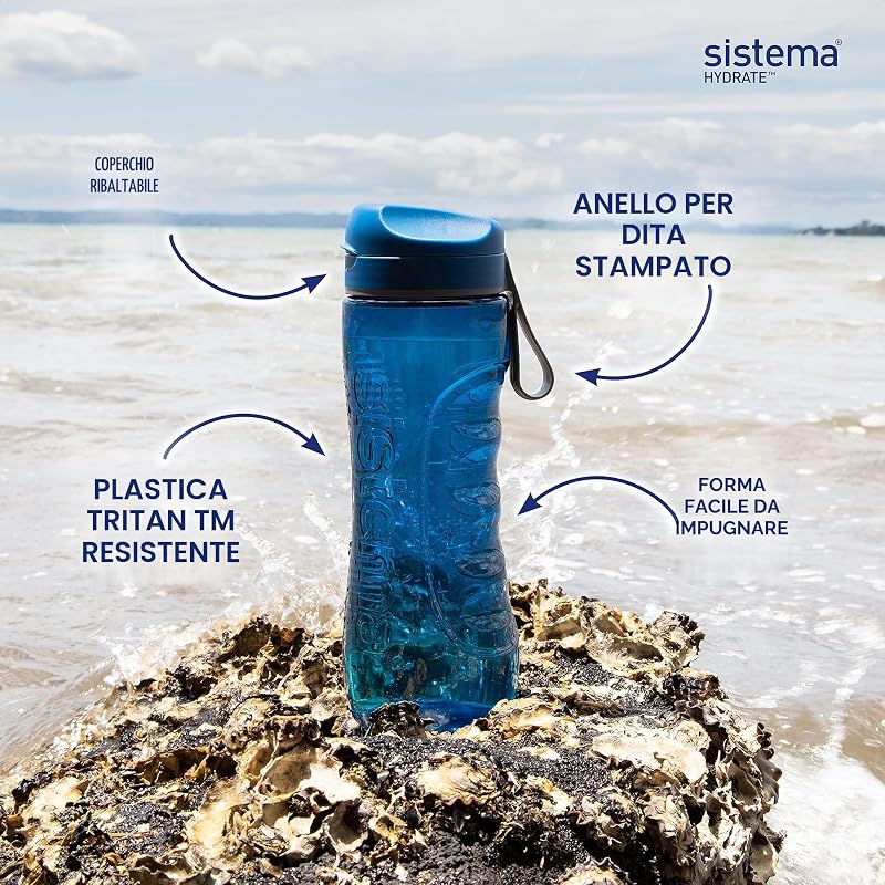 Hydrate Tritan Active Sports Water Bottle | 800 ml | Borraccia a prova di perdite | Senza BPA | Ocean Blue e Minty Teal | 2 pezzi