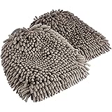 Amazon Basics Deluxe Microfiber Car Wash Drying Mitts, 2 Pack, Gray, 10.44" L x 9.06" W