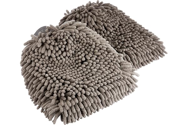 Amazon Basics Absorbent Microfiber Car Wash Drying Mitts, 2 Pack, Gray, 10.44" L x 9.06" W